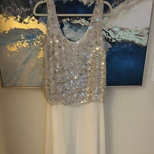 J Kara Ivory Sequin Dress